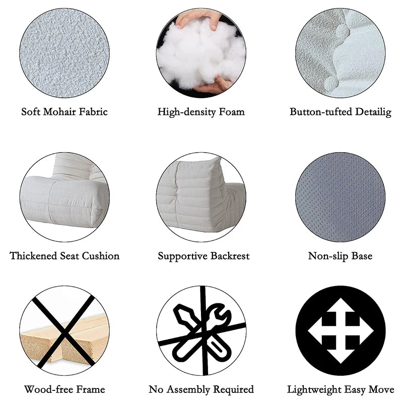 Teddy Fabric Bean Bag Comfy Lazy Floor Sofa