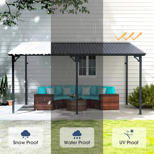 Hard Top Lean to Gazebo Pergola with Roof