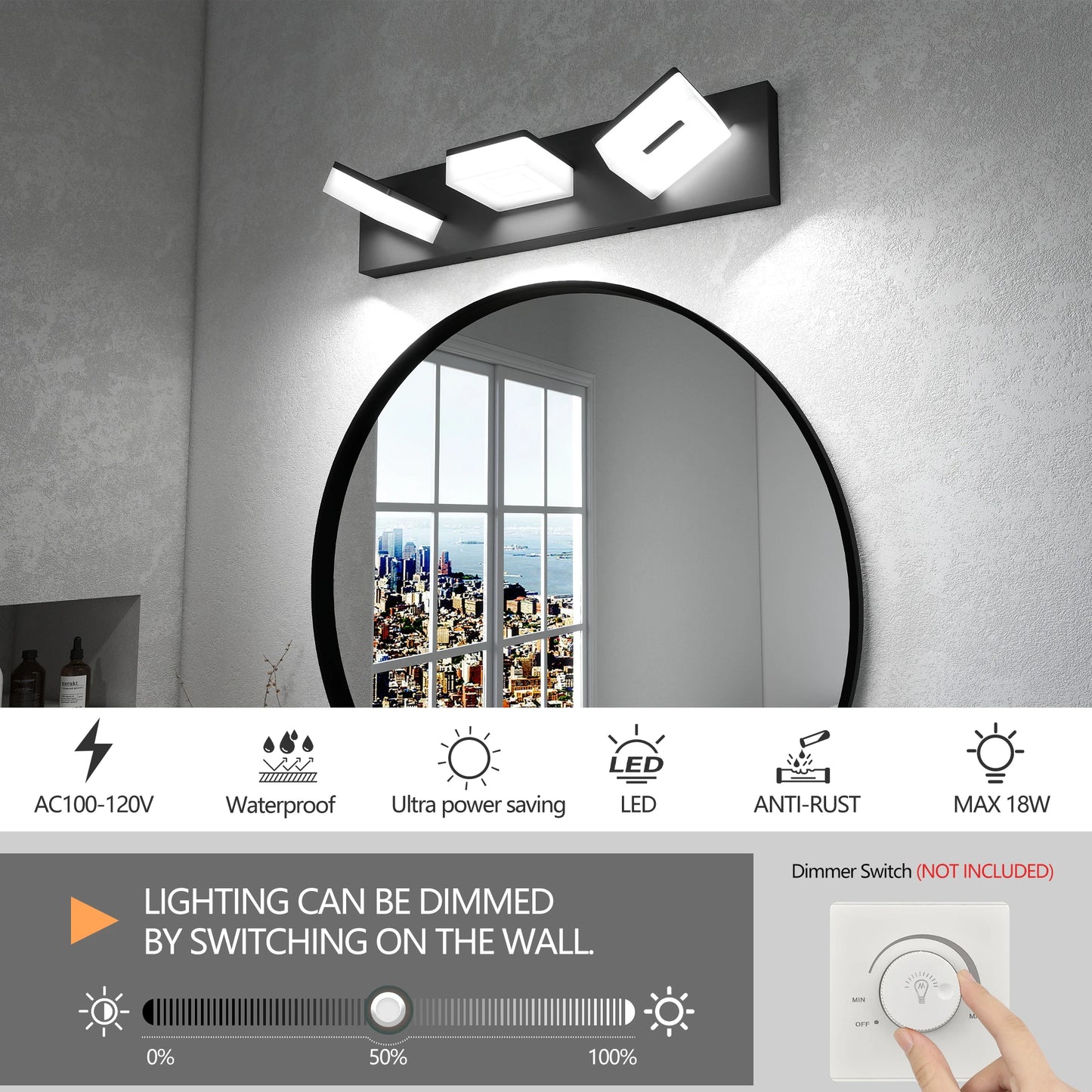 Modern LED Bathroom Vanity Light with Wall Fixture for Mirror