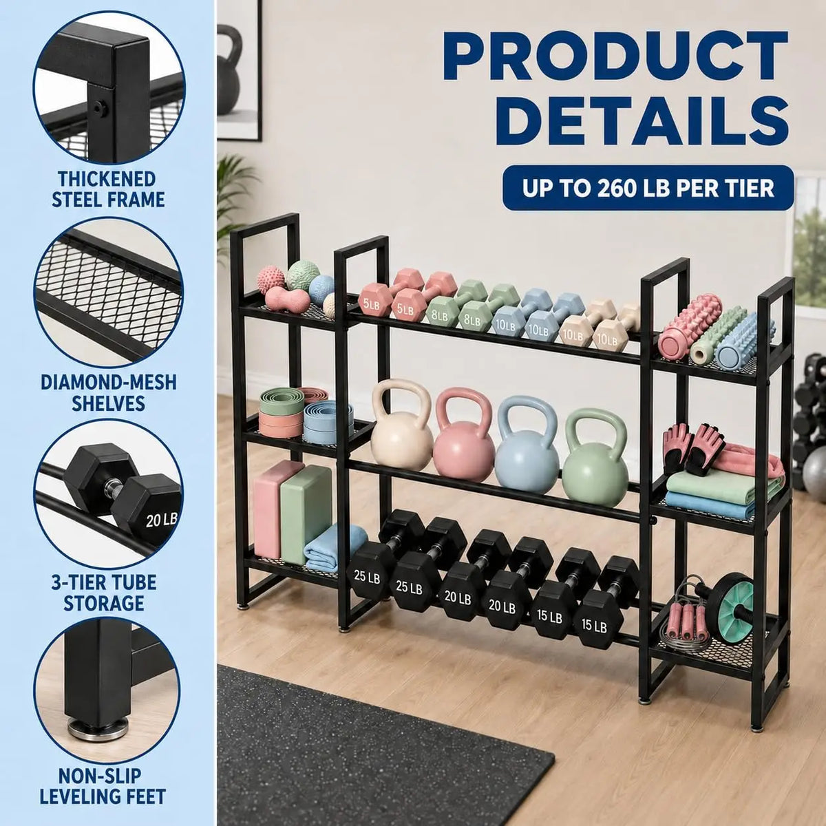 All In One Workout Equipment Storage, Rack Only