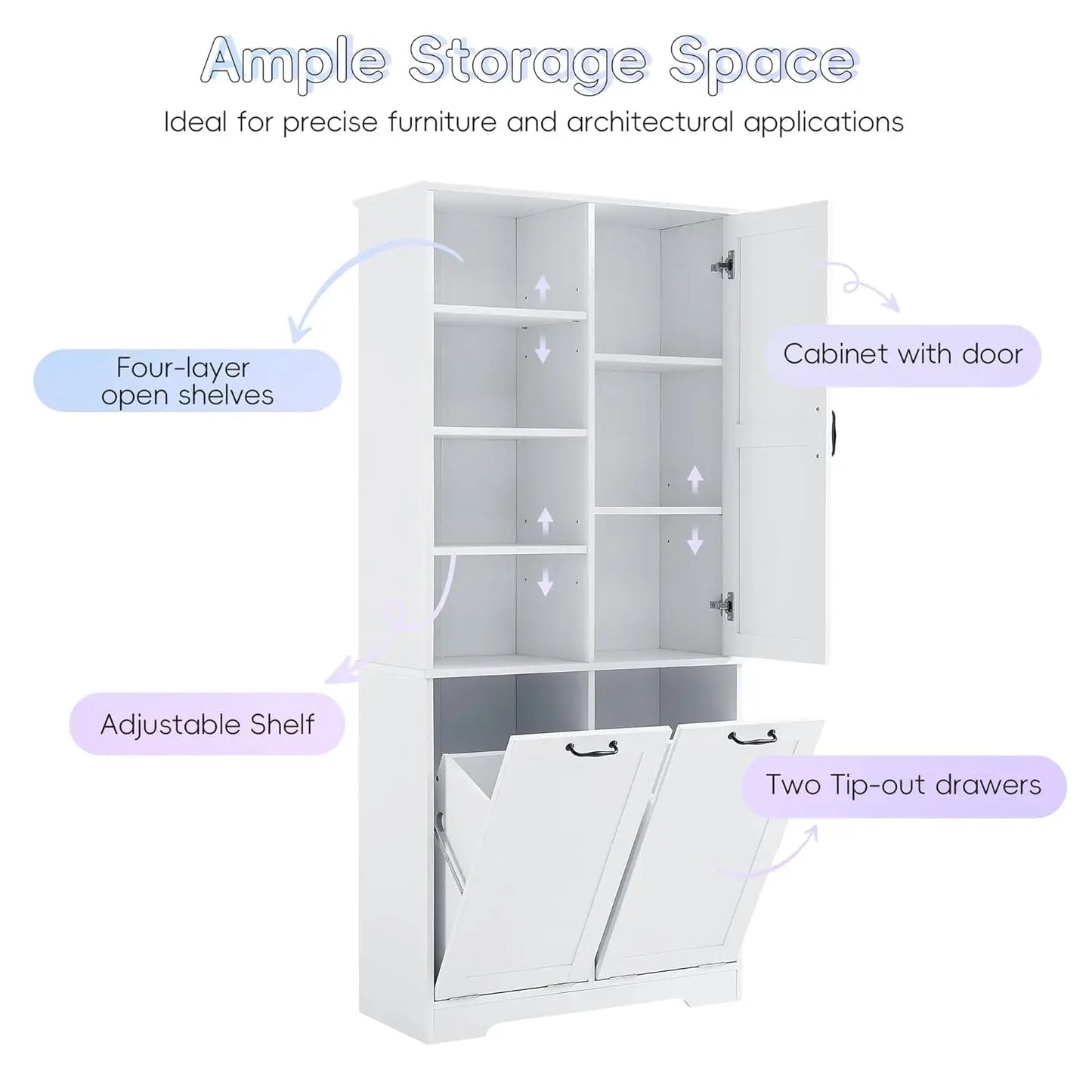 Freestanding Hamper Door Adjustable Shelves