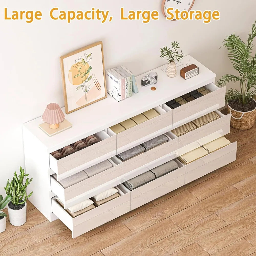 Large Modern High Gloss Dresser with Power Outlets