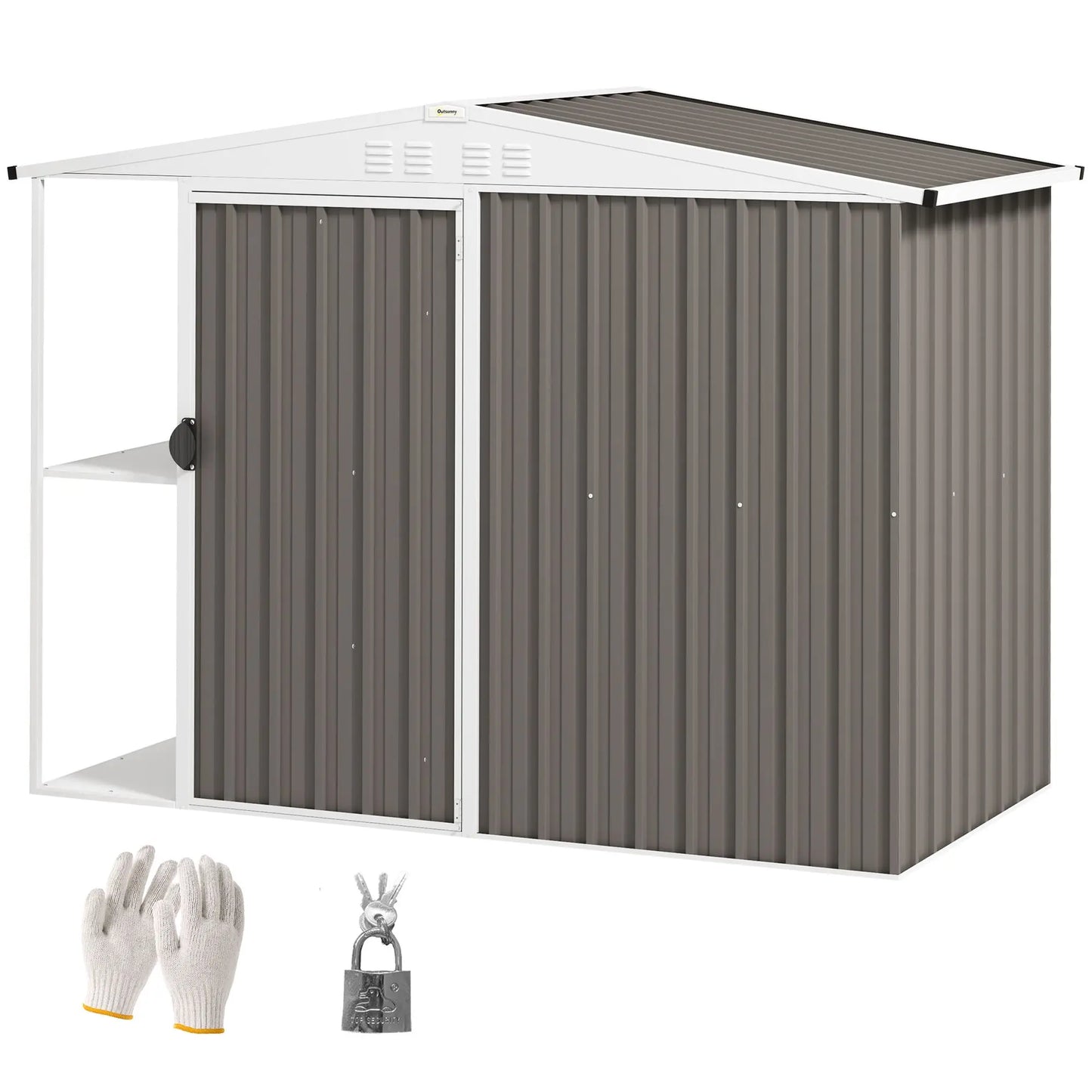 Outdoor Garden Metal Utility Shed with Air Vents and Lockable Door