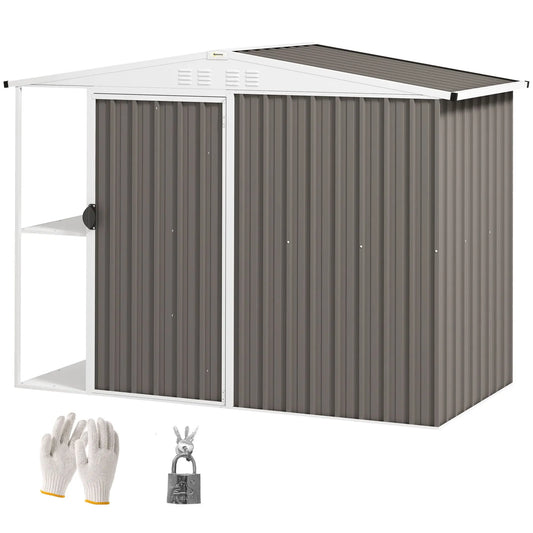 Outdoor Garden Metal Utility Shed with Air Vents and Lockable Door
