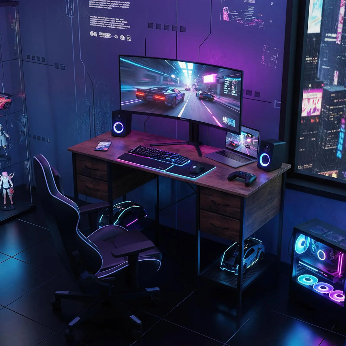 Computer Desk with Mesh Shelf