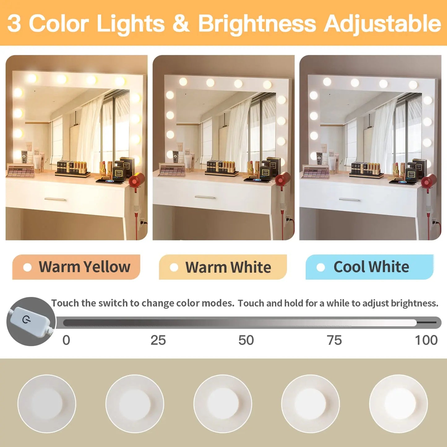 Teen Make-Up Vanity Desk Lights Mirror Set