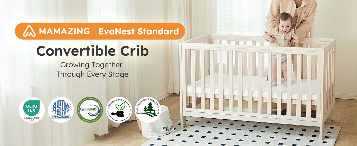 Baby Convertible Crib With Removable Wheels