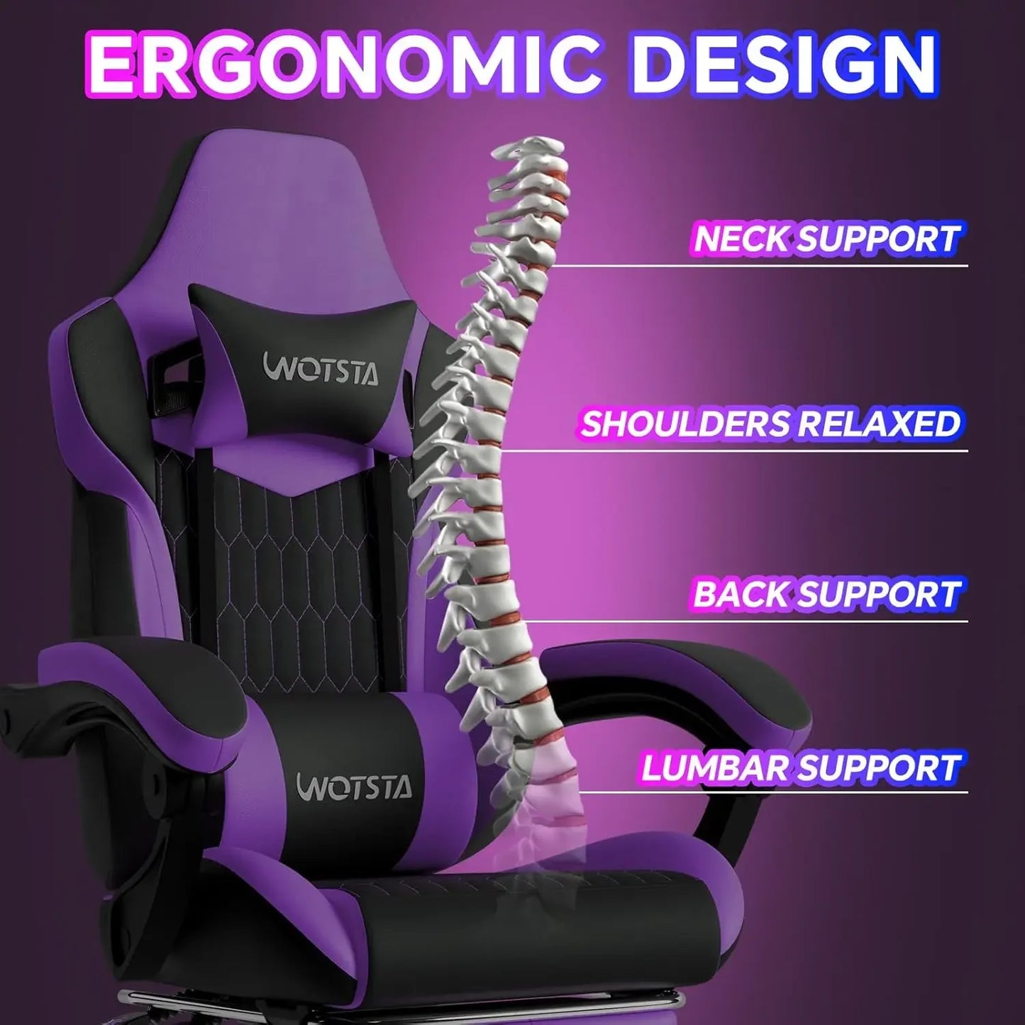 High Back Ergonomic Chair With Footrest Adjustable Headrest Lumbar Support