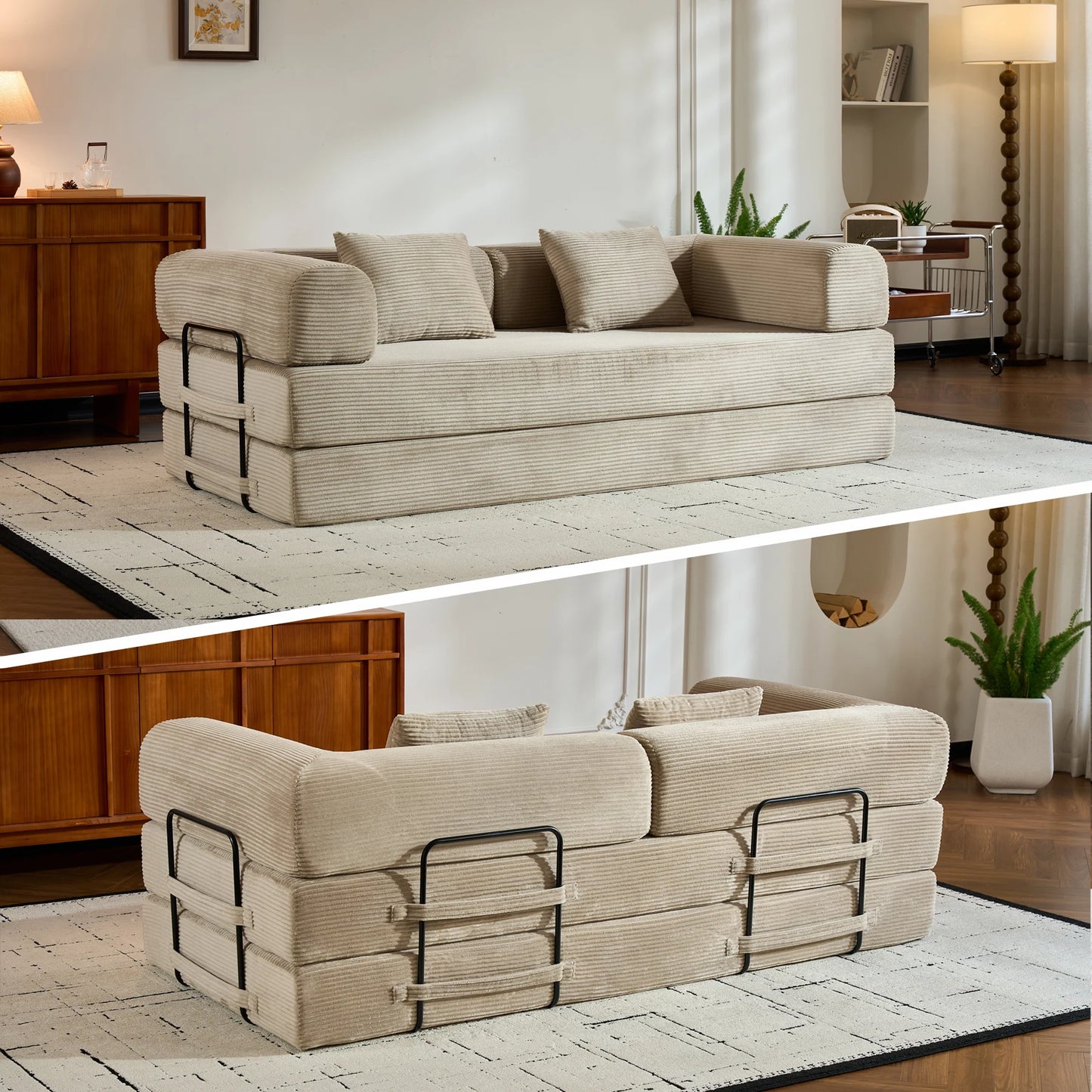 Oversized Corduroy Futon Floor Couch