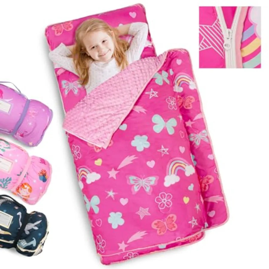 Toddler Nap Mat Extra Large with Detachable Minky Blanket and Pillow