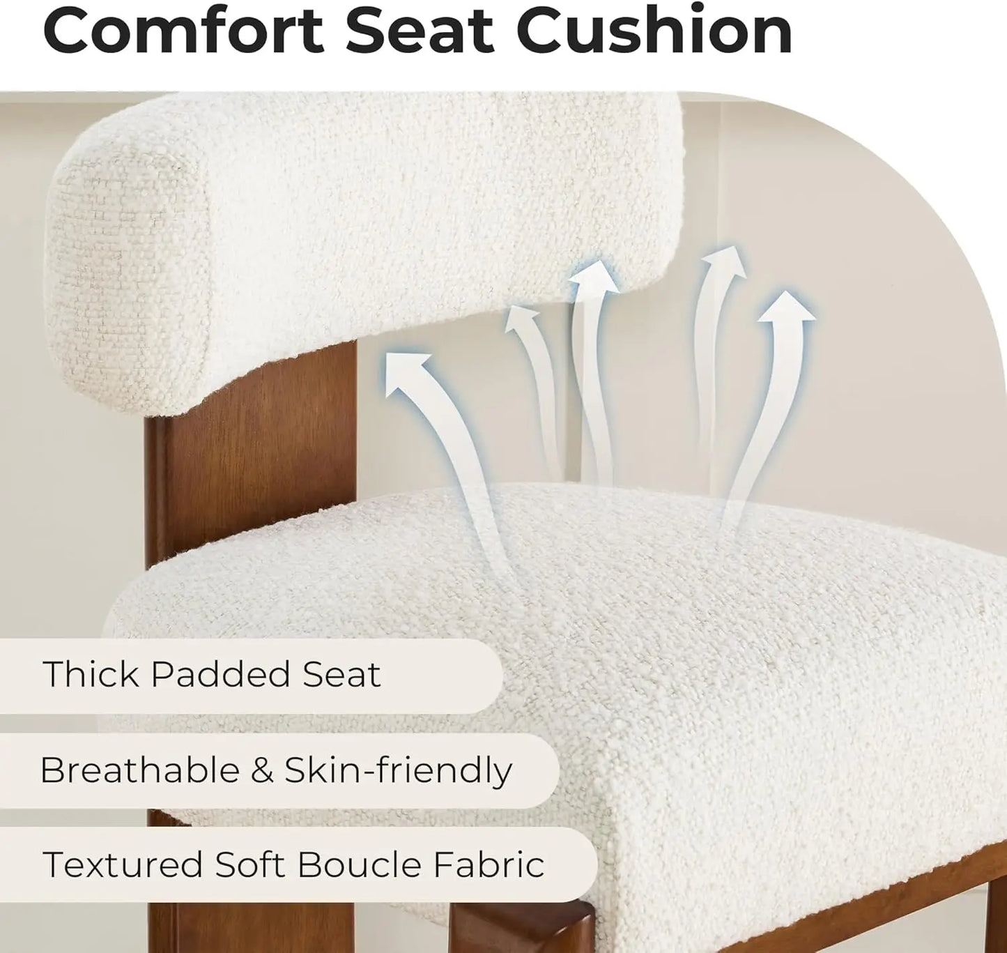 Upholstered Bar Stools with Backs & Wood Legs for Kitchen Island Dining Room