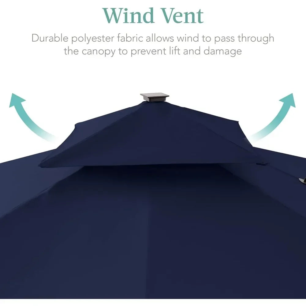 Patio Umbrella - Base Included and Solar LED Lights