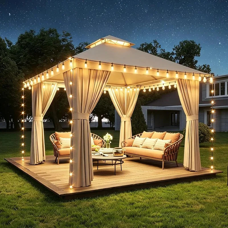 Heavy Duty Metal Frame Canopy with Double Roofs