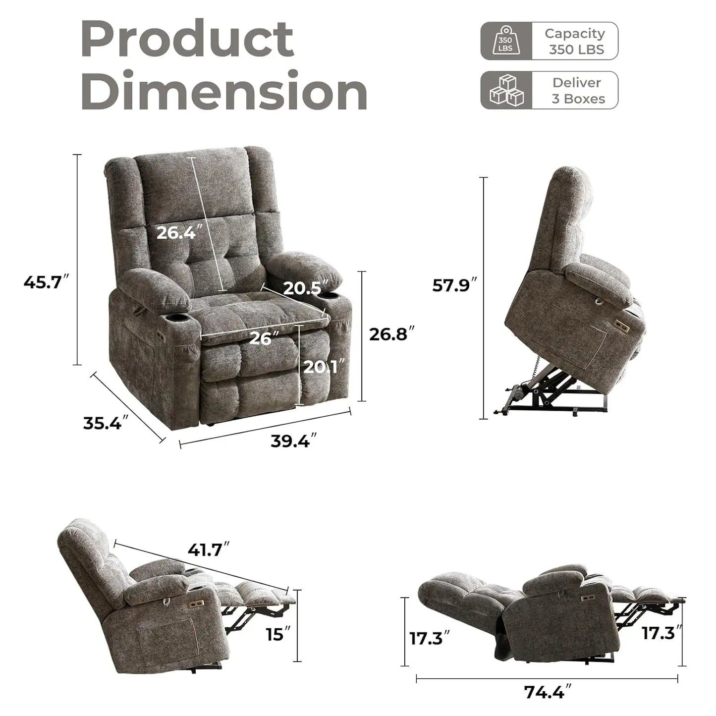 Power Lift Recliner with Dual Motor Electric Lift Chair