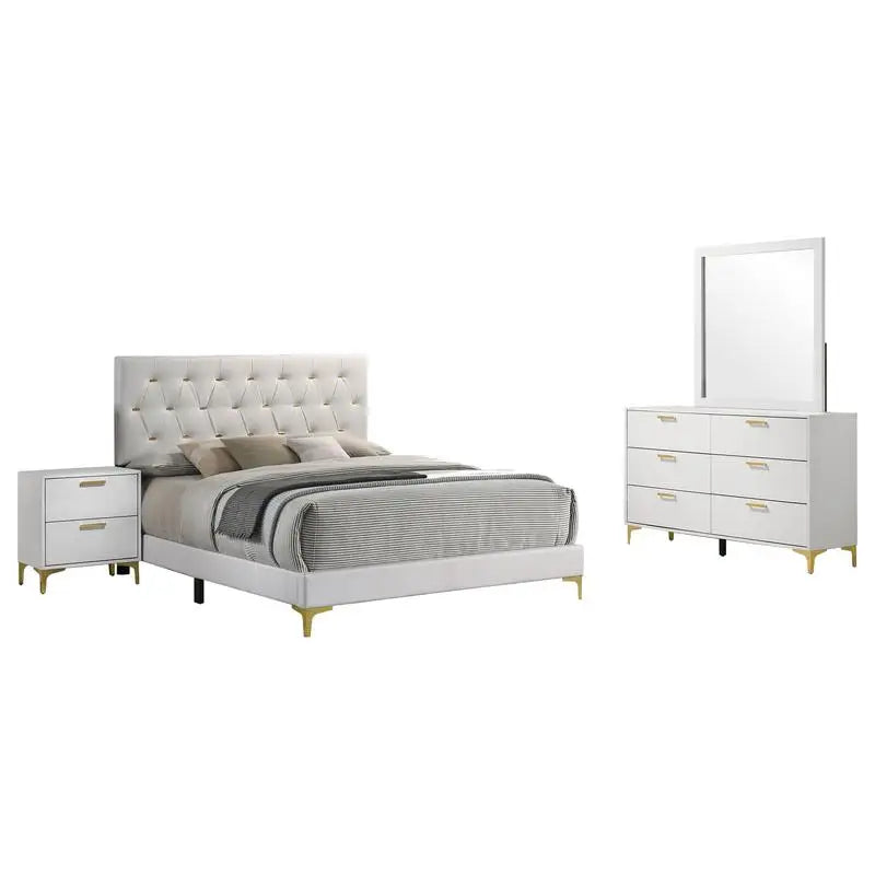 Bedroom Set with Bed, Dresser, Nightstand, and Mirror