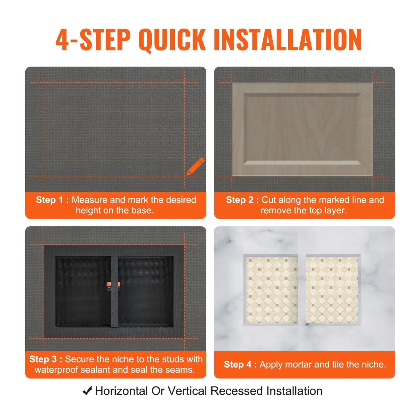 Shower Niche Ready for Tile Shelf Organizer