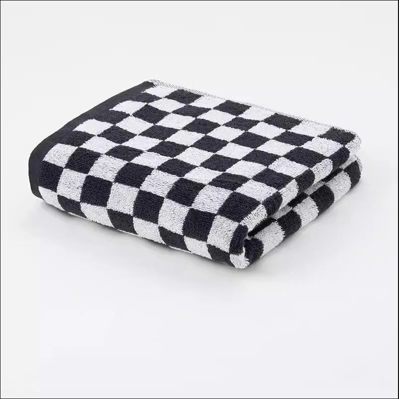 Vintage Plaid Bath Towel Checkerboard