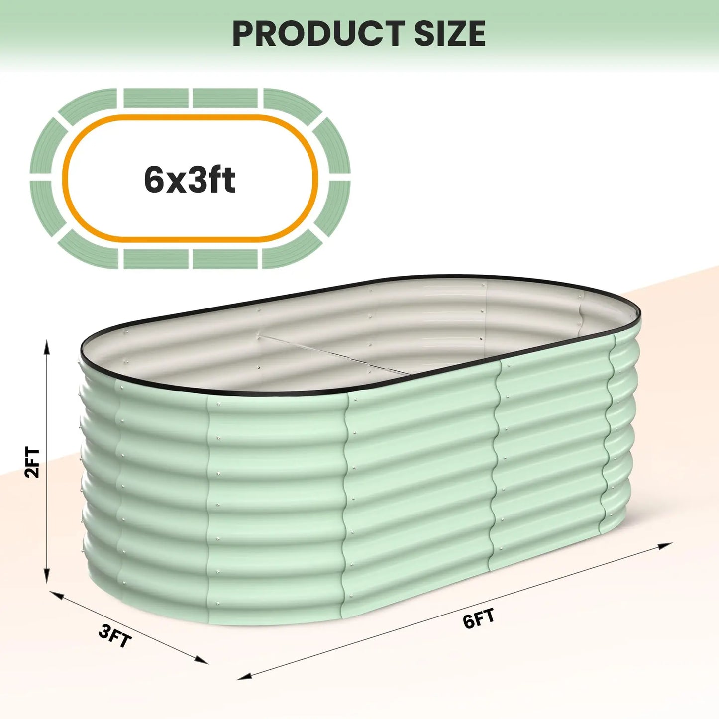 Oval Galvanized Steel Raised Garden Bed