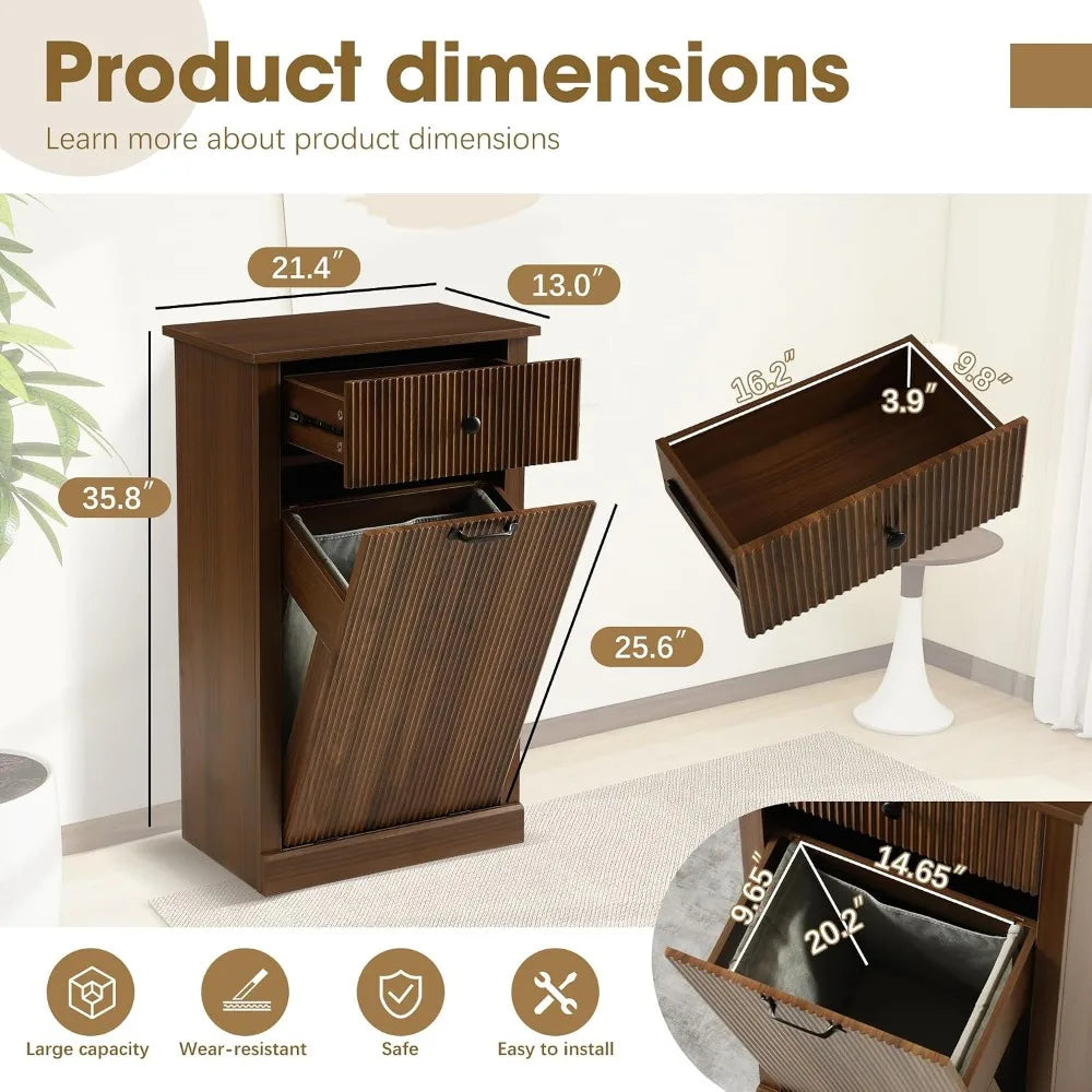 Wooden Hamper Cabinet with Drawer