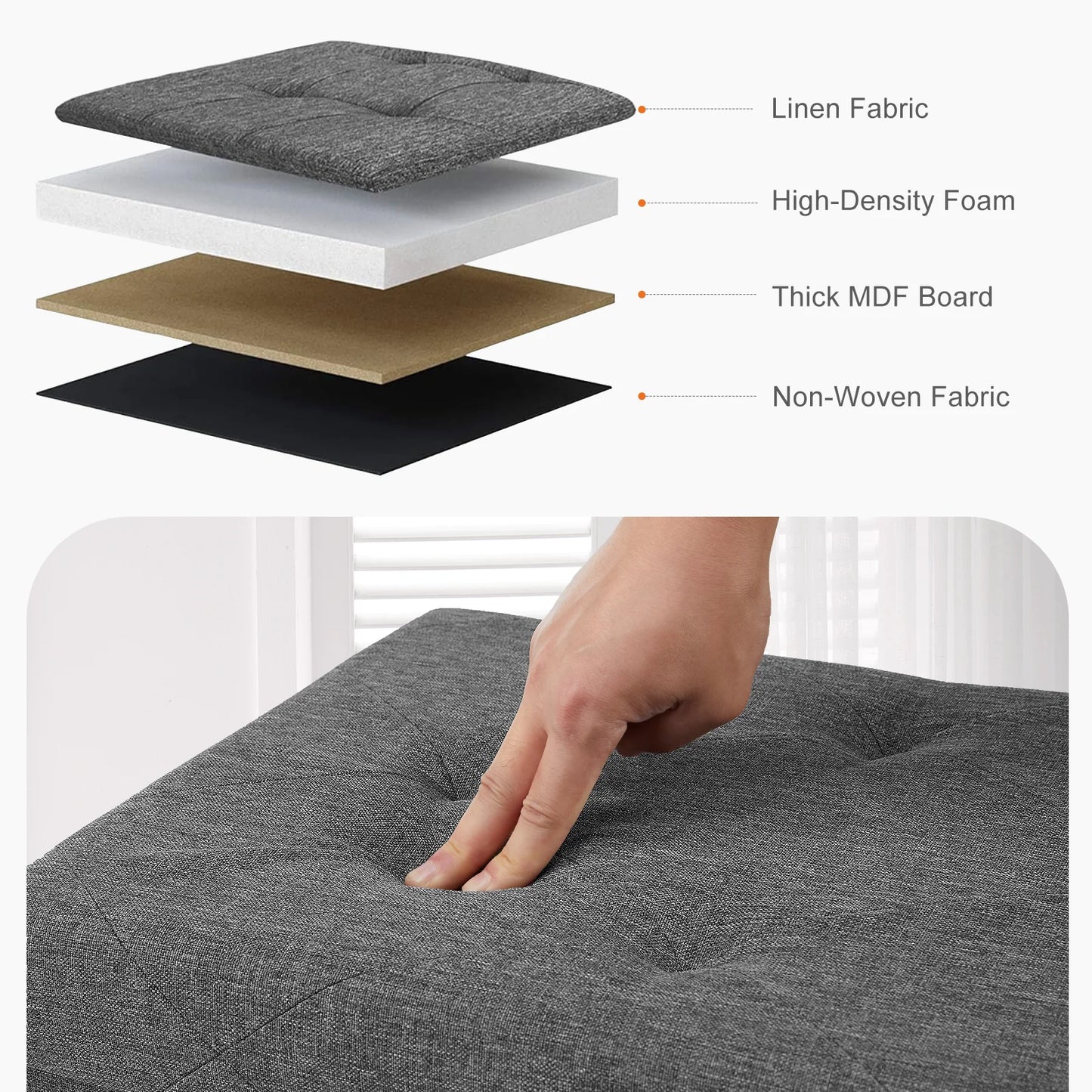 Folding Storage Ottoman Bench