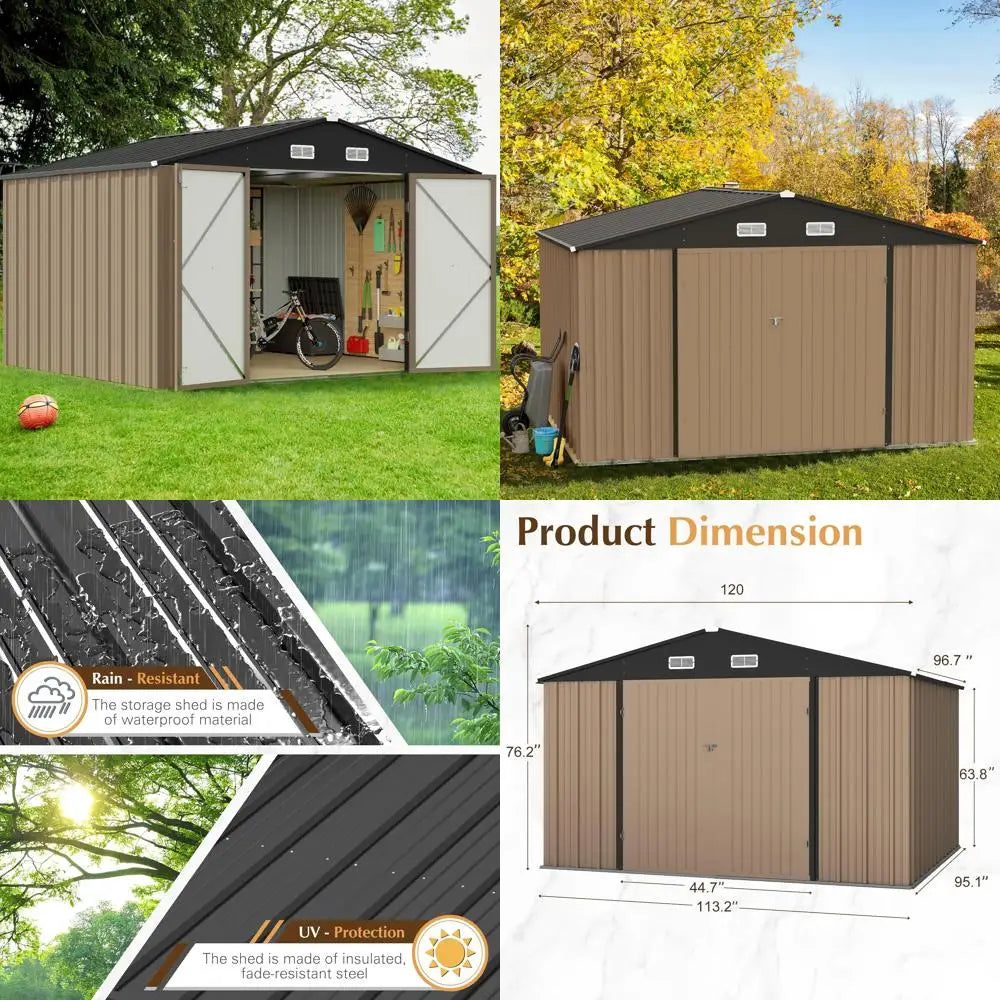 Outdoor Metal Storage Shed with Lockable Door