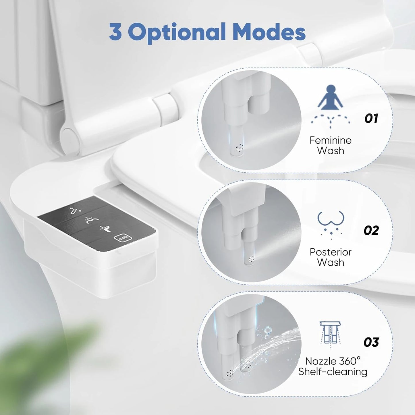 Side Arm Control Ultra Thin Design Toilet Seat Dual Nozzle