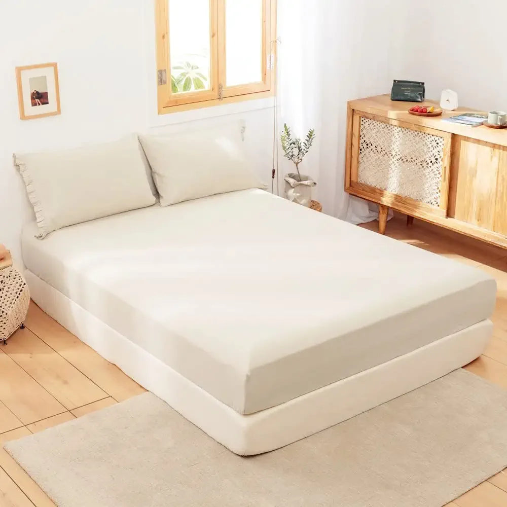 Mattress Cover Natural Flax Cotton Soft Bedding