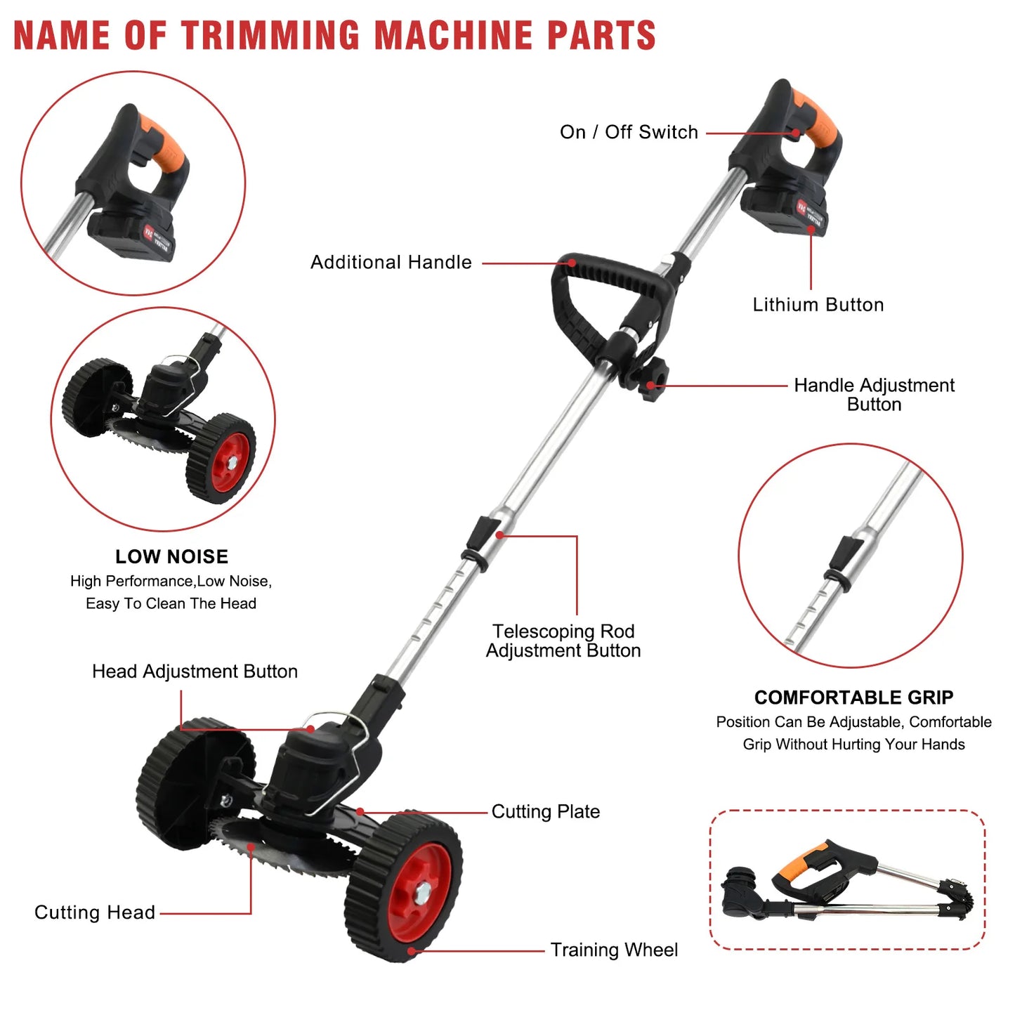 Cordless Weed Wacker Lawn Mower with Gardening Tools