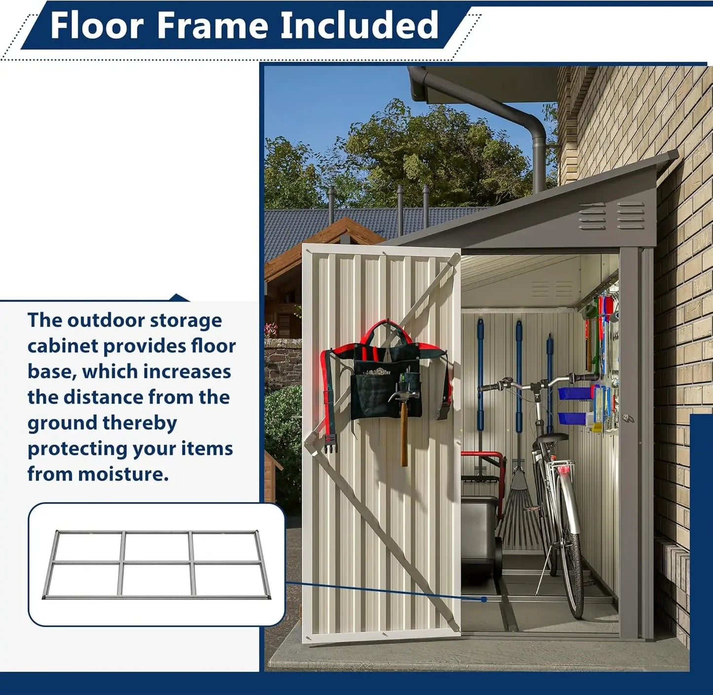 Lean To Outdoor Storage Shed - Metal Wall Side Shed