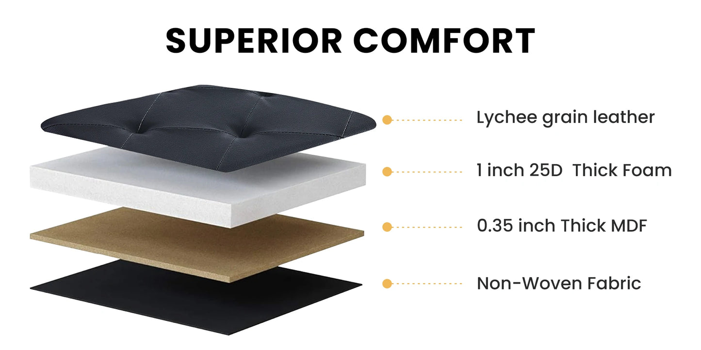 Leather Folding Ottoman Storage Footstool Bench