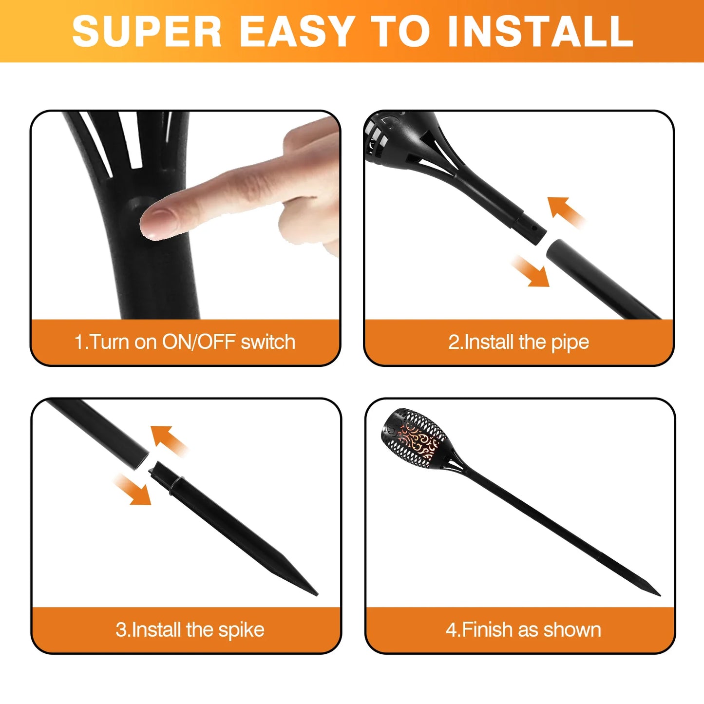 Solar Flame Torch Lights Outdoor LED - Waterproof