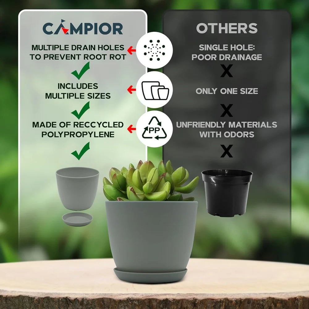 Stackable Plastic Plant Pots with Drainage Indoor/Outdoor