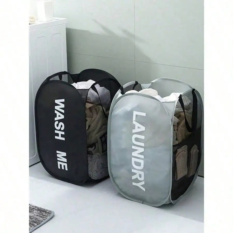 Foldable Mesh Laundry Hamper With Handle Popup