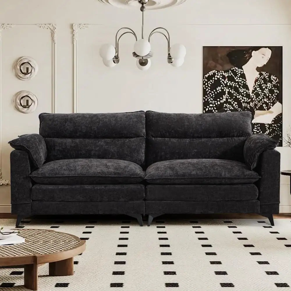 Modern Chenille Soft Upholstered Sofa Couch