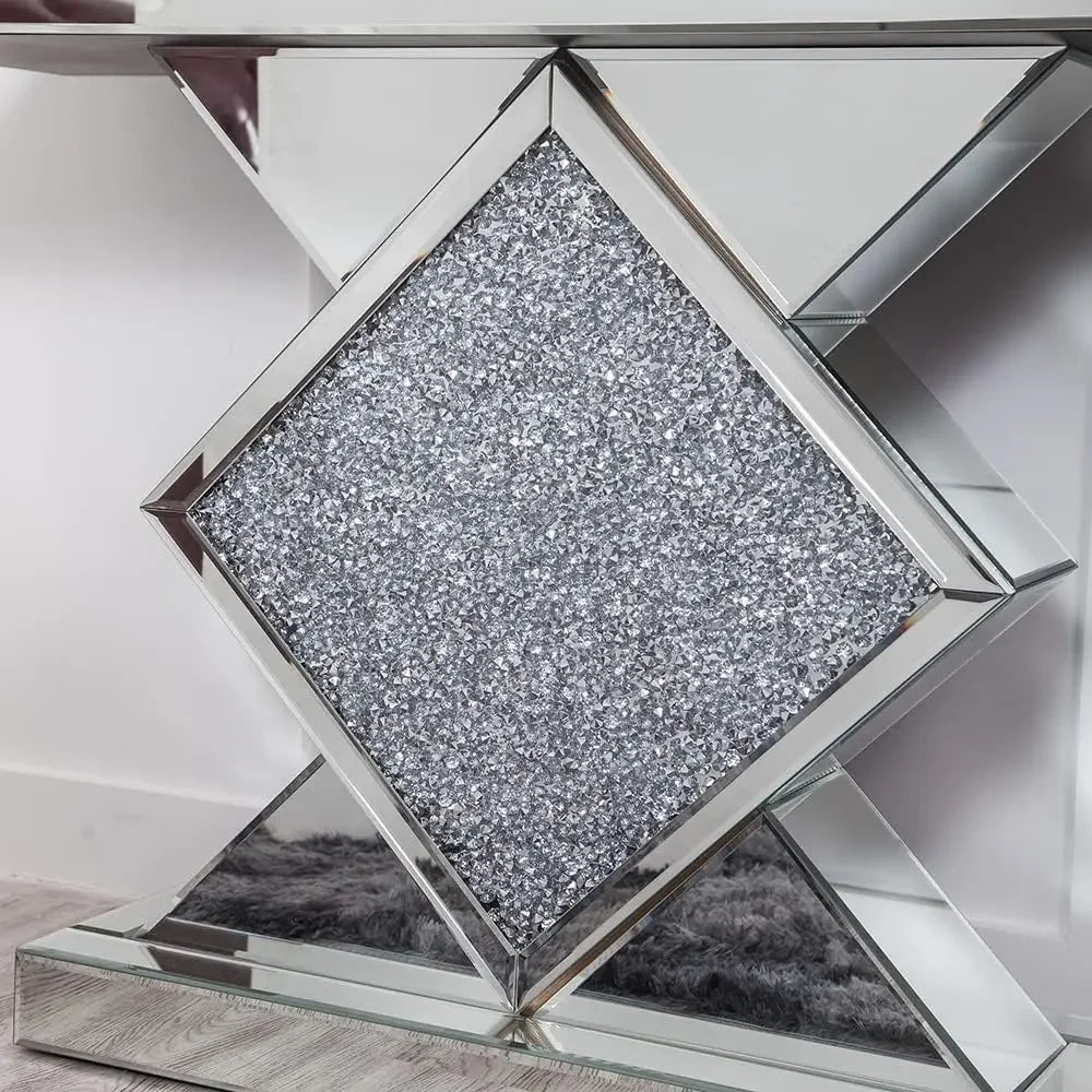 Console Table Mirrored with Diamond Shaped