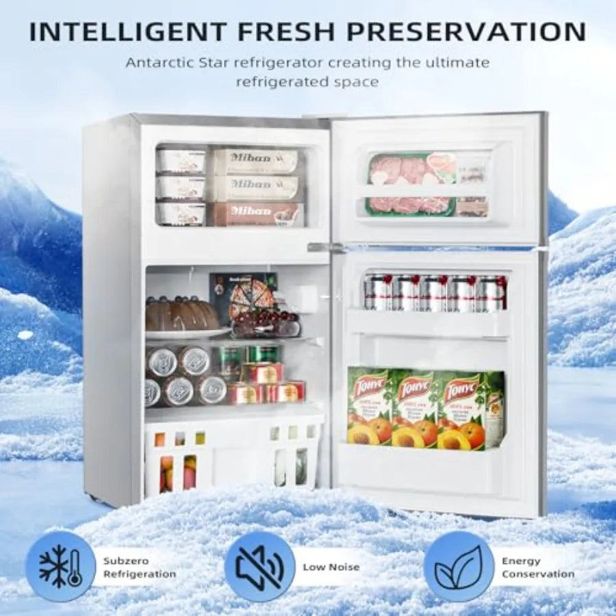 Mini Refrigerator with Freezer with Adjustable Thermostat