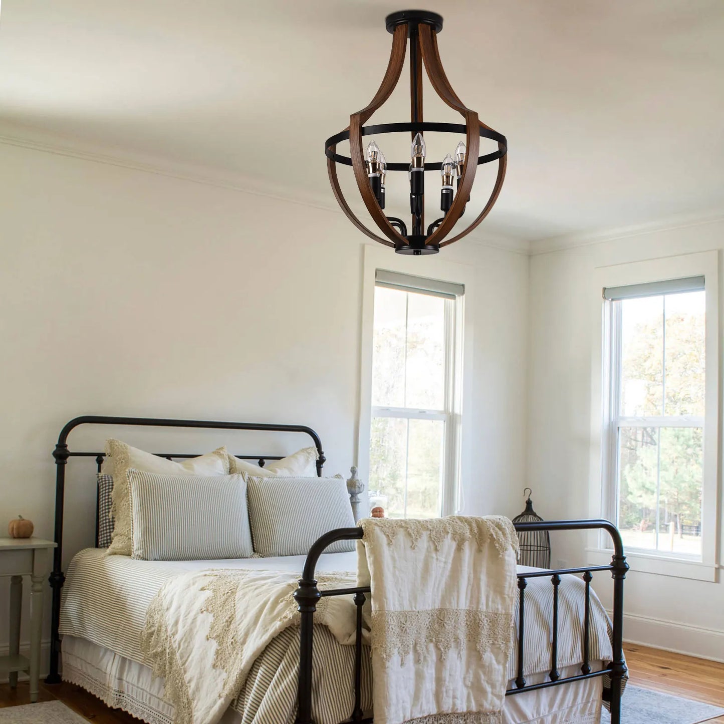 Modern Rustic Wooden Pendant Light Fixture