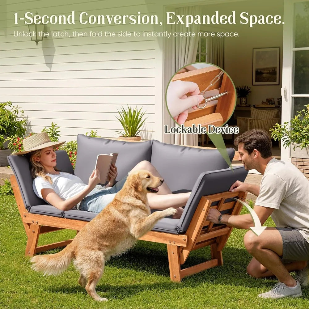 Adjustable Patio Sofa Loveseat with Cushions