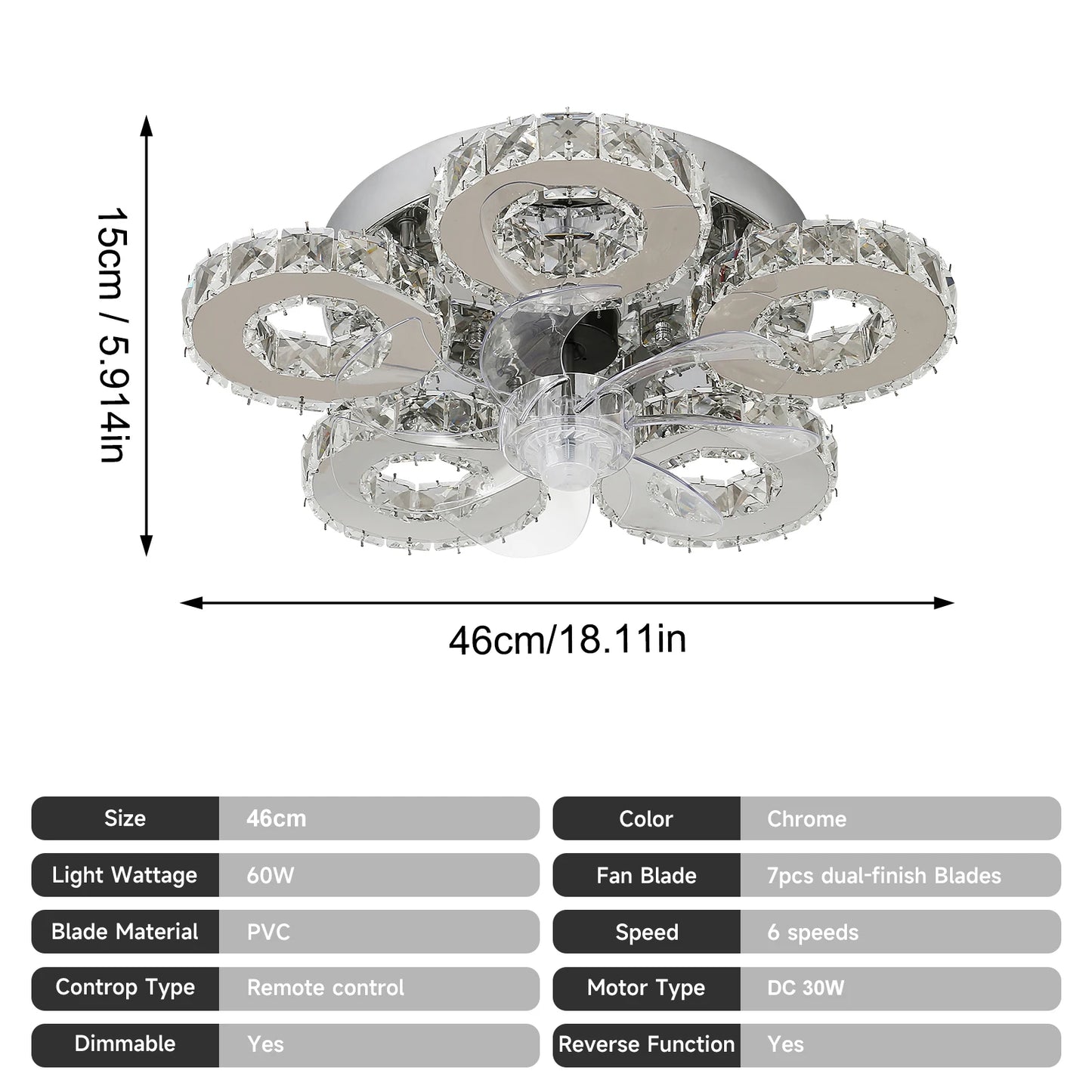 Luxury Crystal Chandelier Modern Ceiling Fan Light