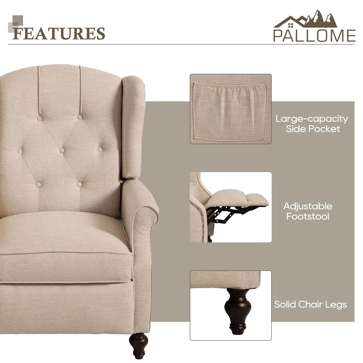Massage Heat Wingback Recliner