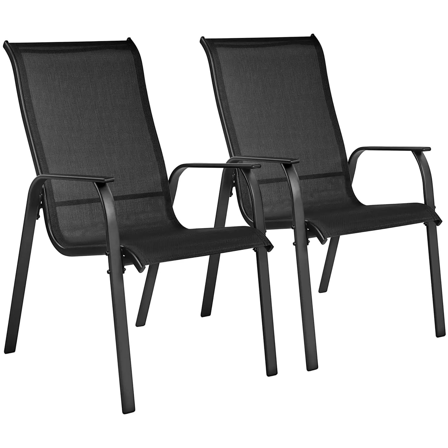 Stackable All-Weather Patio Chairs with Backrest & Armrests