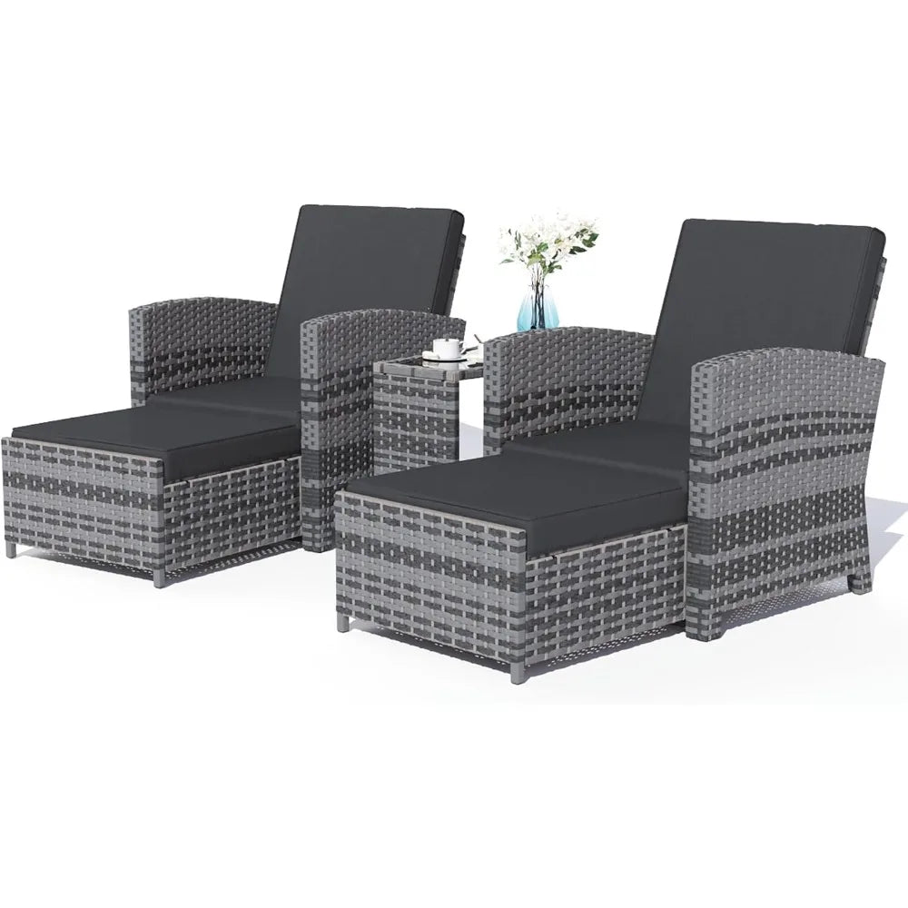 Outdoor Patio Furniture Set with Ottomans and Coffee Table