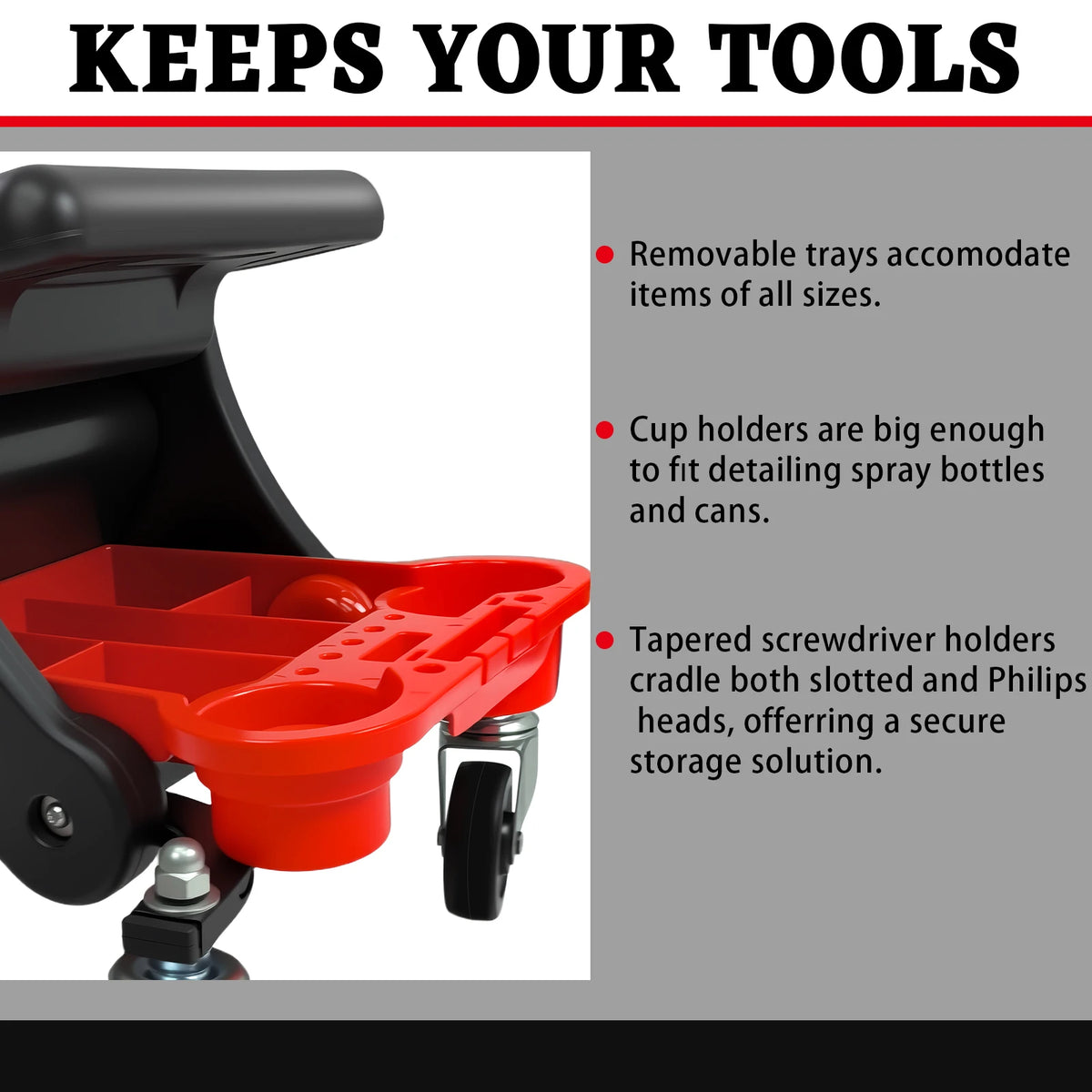 Heavy Duty Garage Stool with Rolling Mechanics Seat