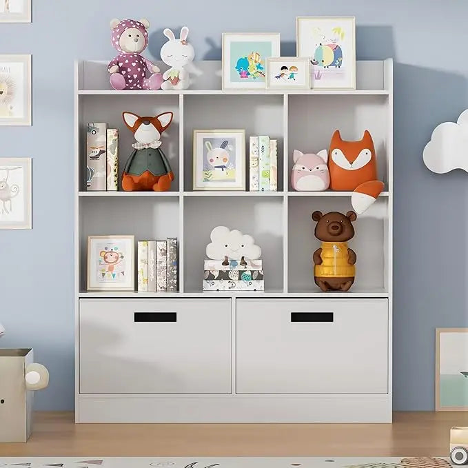 8 Cube Kids Bookshelf with Fabric Drawers