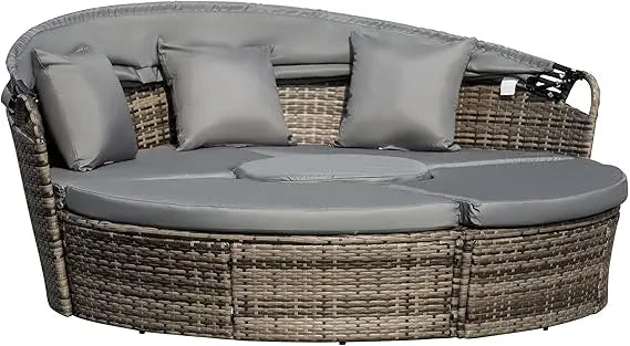 Round Convertible Daybed with Cushions