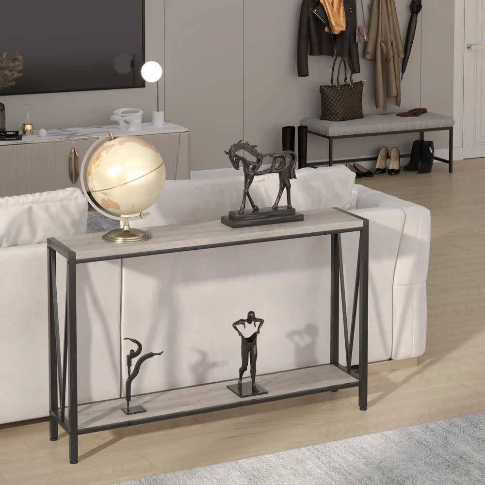 Industrial Console Table Entryway Table with Storage