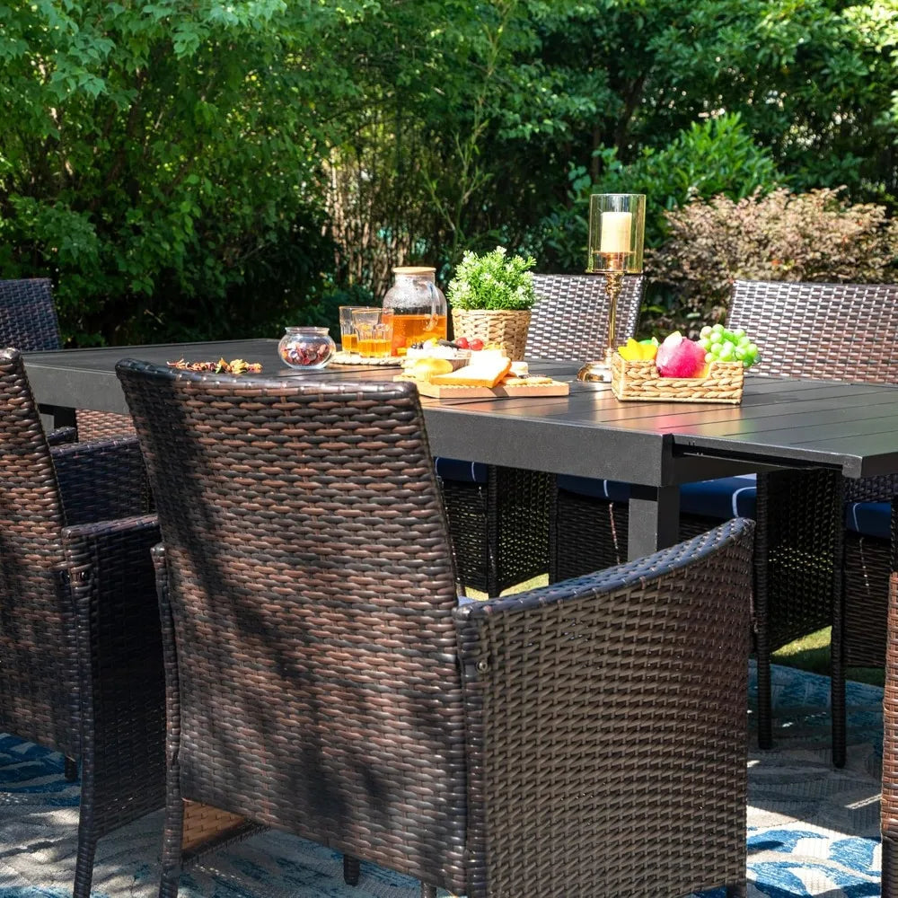 Patio Wicker Modern PE Rattan Armchair with Removable Cushions