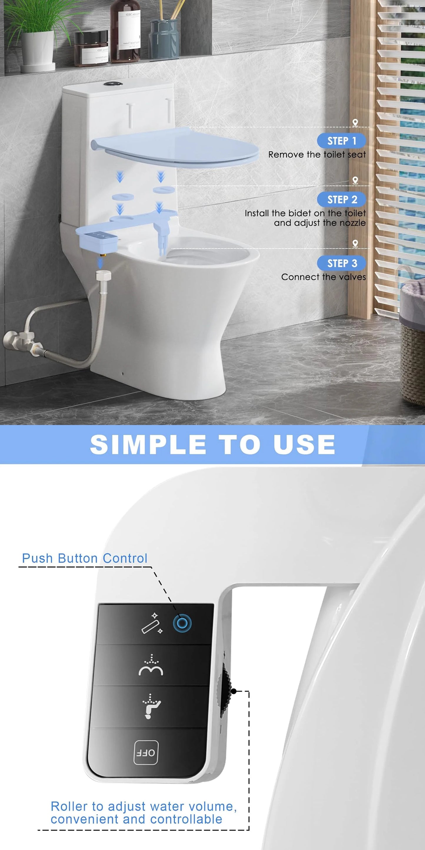 Side Arm Control Ultra Thin Design Toilet Seat Dual Nozzle
