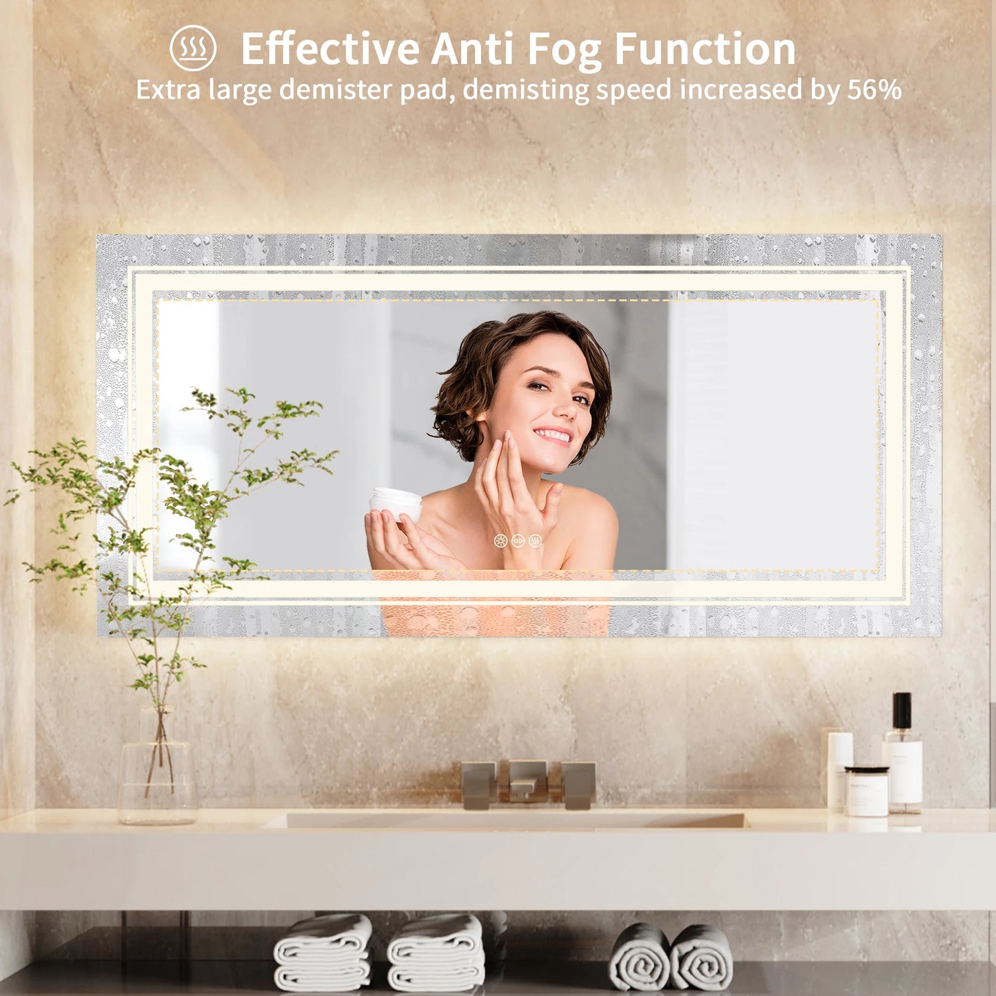 Rectangle Vanity LED Mirror with Dimmable Backlit