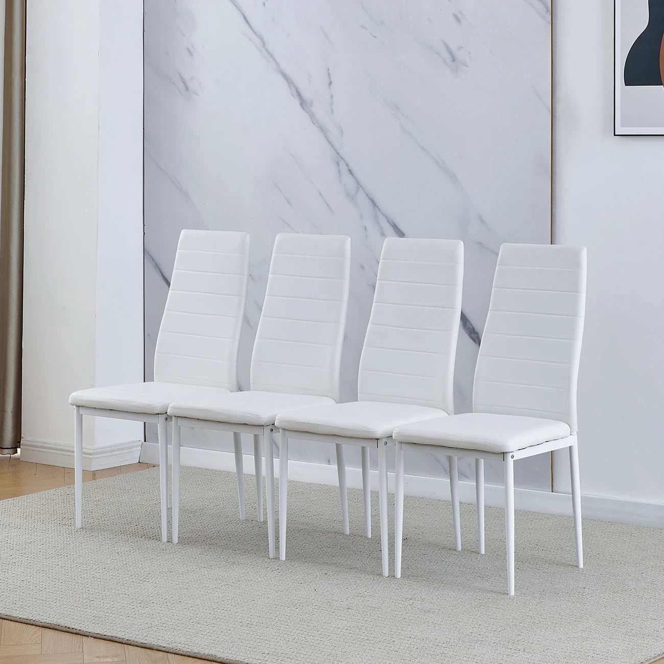 Dining Chairs PU Leather/Velvet High White With Metal Legs